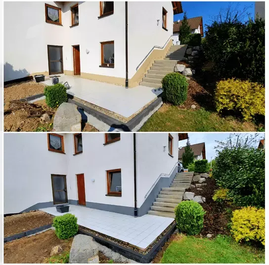 Außentreppe und Fassade vorher und nachher