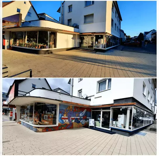 Ladenfassade vorher und nachher