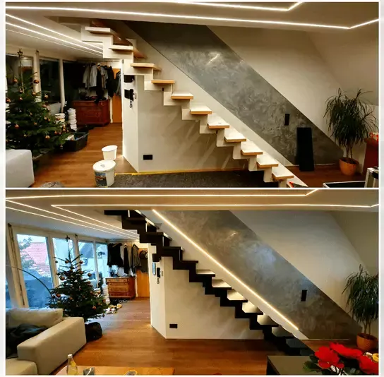 Treppenhaus vorher und nachher
